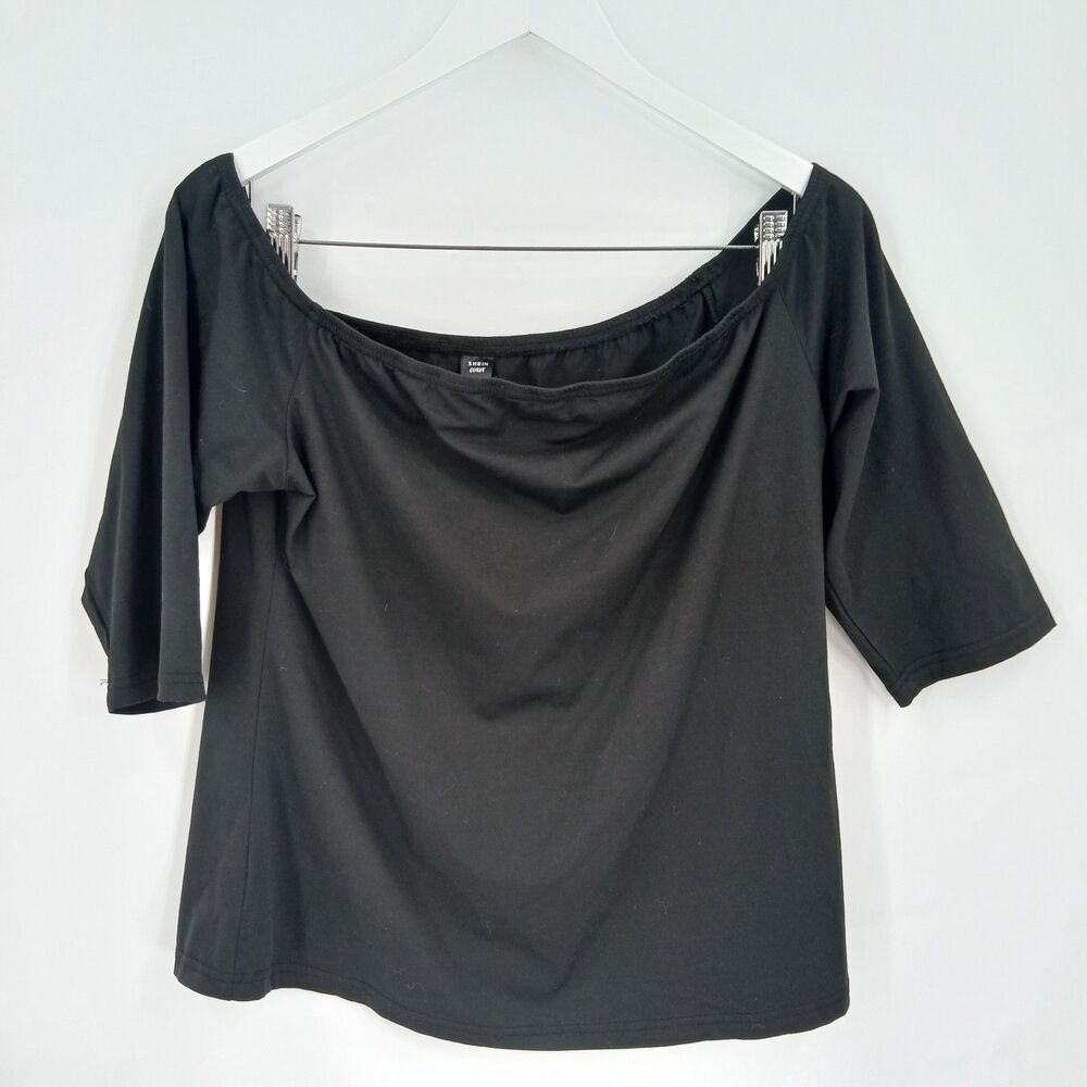 SHEIN Curve Womens Black Off-the-Shoulder Short Sleeve Top plus Size 2XL